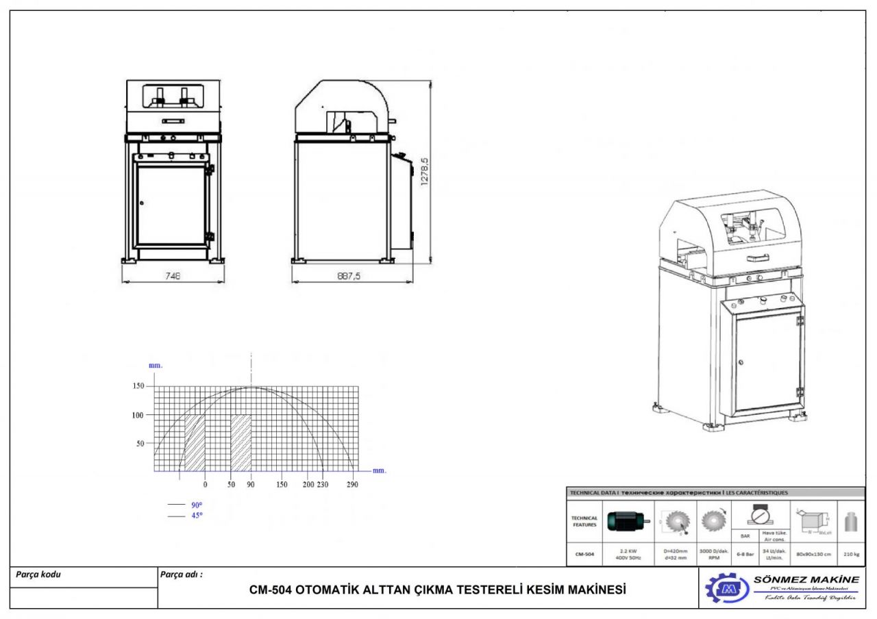 AUTOMATIC BOTTOM CUTTING SAW MACHINERY CM 504 CM 504