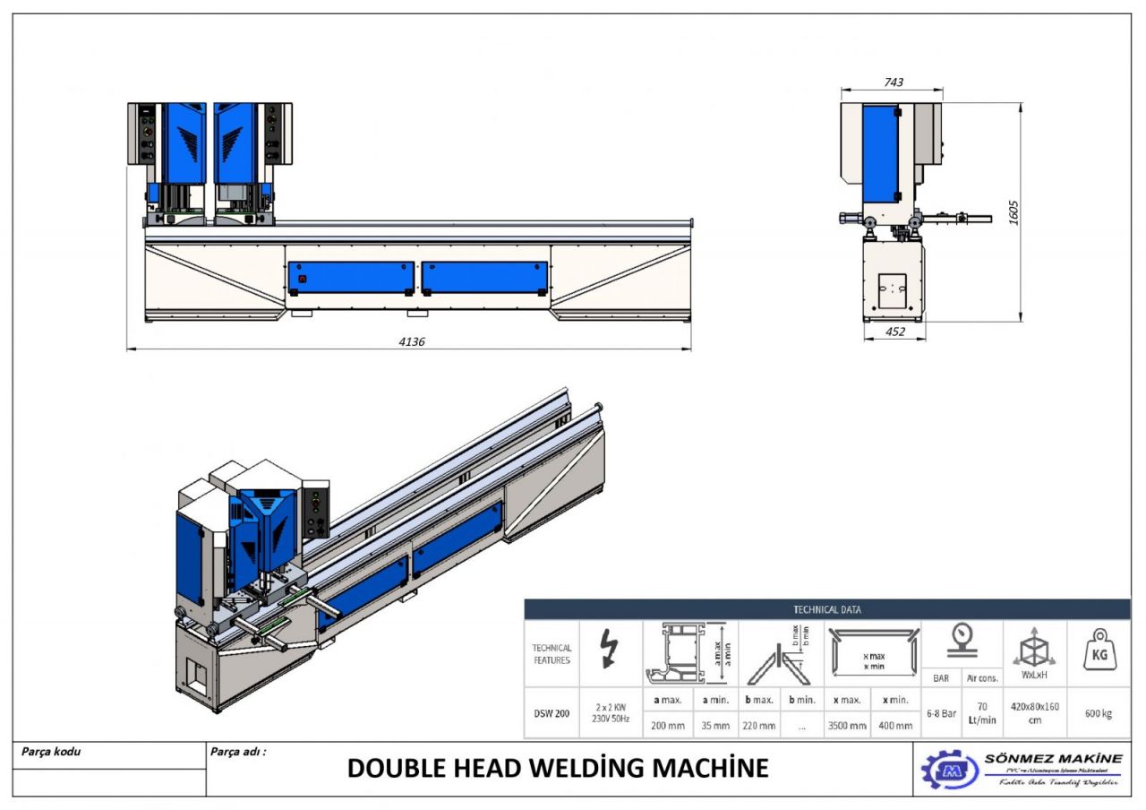 Double Head Welding Machine (for 200mm Profile) DWS-200